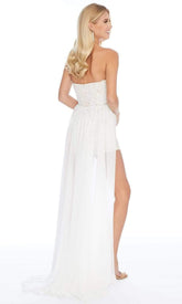 Ashley Lauren - Strapless Short Romper With Detachable Overskirt 1689 - 1 pc Ivory In Size 6 Available